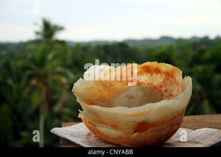 Sri Lanka hoppers with chili sambol Stock Photo