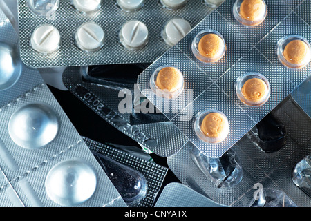 medications in their containers expressing the need to make responsible use of medicines Stock Photo