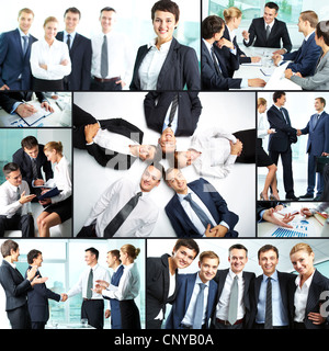 Collage of business partners at work Stock Photo