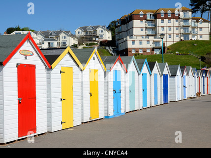 colourful beach huts at goodrington sands near paignton in devon uk Stock Photo