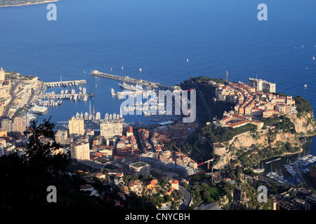 Overhead view of the Principality of Monaco and the Palace up to Le Rocher Stock Photo