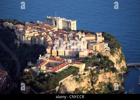 Overhead view of the Principality of Monaco and the Palace up to Le Rocher Stock Photo