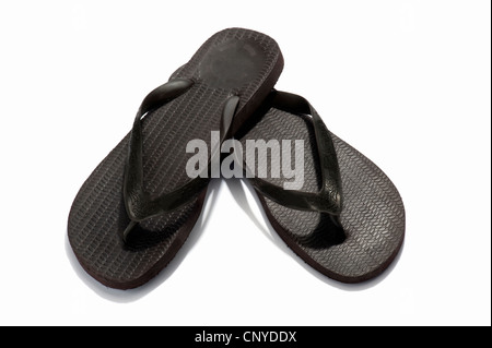 A pair of black flip flops Stock Photo