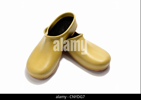 A pair of green gardening shoes Stock Photo