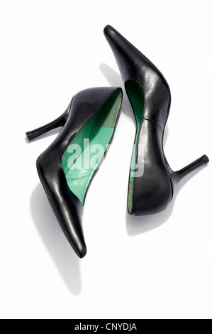 A pair of black high heeled shoes Stock Photo