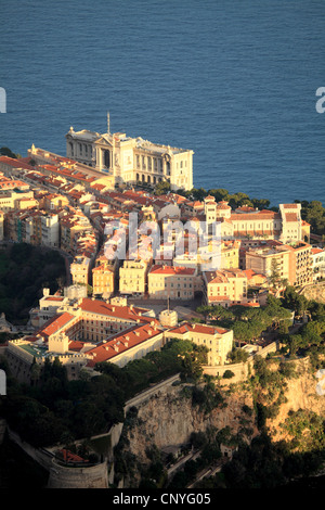 Overhead view of the Principality of Monaco and the Palace up to Le Rocher Stock Photo