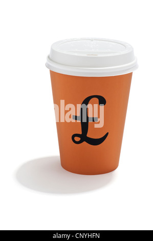 A takeaway drink cup with a British pound symbol on it Stock Photo