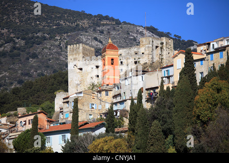 The medieval perched village of Roquebrune Stock Photo