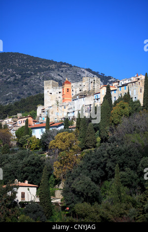 The medieval perched village of Roquebrune Stock Photo