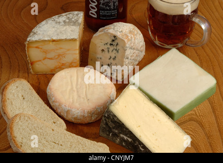 A selection of west country cheeses from the west of England UK Stock Photo