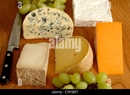 A selection of west country cheeses from the west of England UK Stock Photo