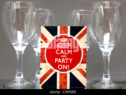 Keep Calm and Party On invitation card, London Stock Photo