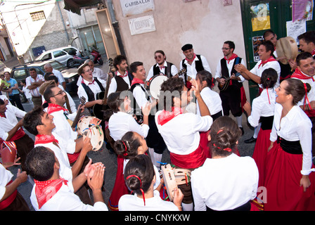 Sicilian folk group from Polizzi G. at the International 'Festival of hazelnuts',dance and parade through the city Stock Photo