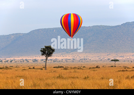 hot-air balloon over Masai Mara, Kenya, Masai Mara National Park Stock Photo