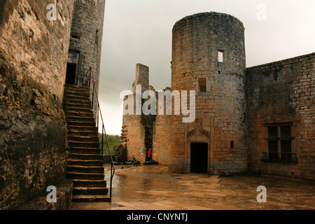 The main Courtyard at the Chateau de Bonaguil Stock Photo