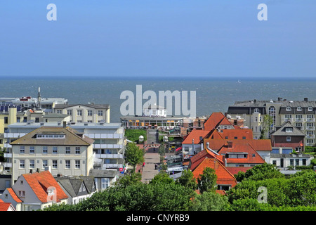 view from a hill over the island village at the North Sea, Germany, Lower Saxony, Wangerooge