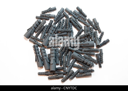 group of gray rawl plugs isolated on white background Stock Photo