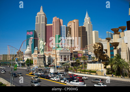 The Strip - Las Vegas Boulevard with New York New York Hotel in Background Stock Photo