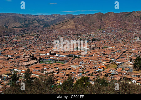 view to Cusco and surrounding valley, Peru, Cusco Stock Photo