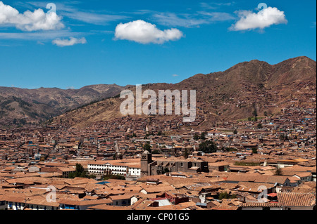 view to Cusco and surrounding valley, Peru, Cusco Stock Photo