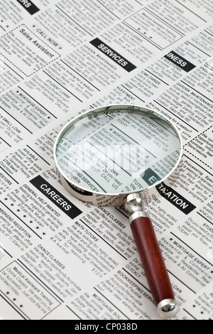 Fake Classified Ad, newspaper, business concept. Stock Photo