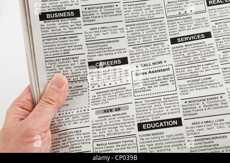 Fake Classified Ad, newspaper, business concept. Stock Photo