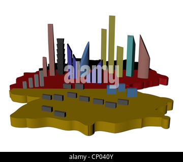 abstract skyscrapers on Germany map flag illustration Stock Photo