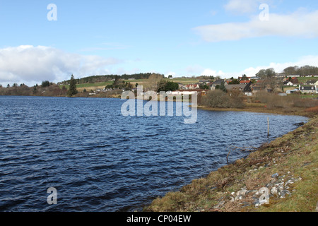 Village of Lairg by Loch Shin Scotland  March 2012 Stock Photo