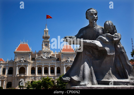 Ho Chi Minh Statue, People's Committee Building Saigon Vietnam Stock Photo