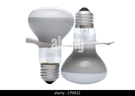 Two screw in electric tungsten light bulbs Stock Photo