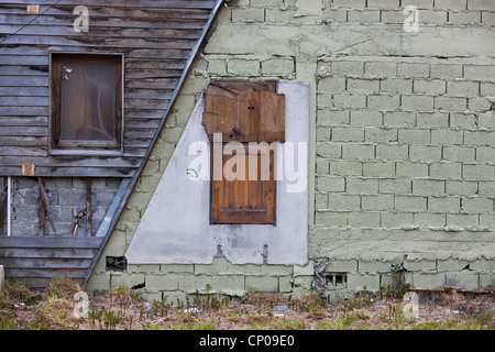 Wooded door in Ushuaia, Tierra Del Fuego, Argentina. Stock Photo