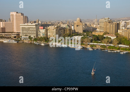 Cairo skyline downtown panorama, view on the Nile and bridges, Egypt ...