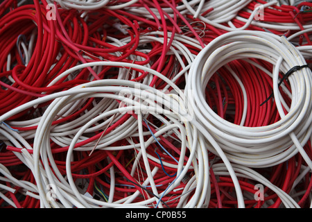 a scrap metal wanted cable cables electrical electric copper scrap recycle recycling recyclable power cables disposal electronic waste collection Stock Photo