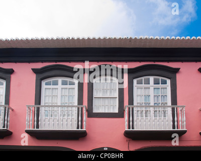 Pink building windows Stock Photo