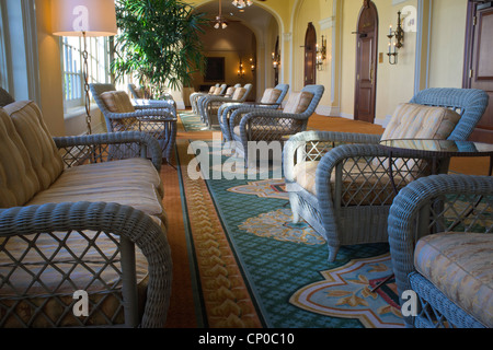 Hallway interior of Hotel Galvez in Galveston, Texas Stock Photo