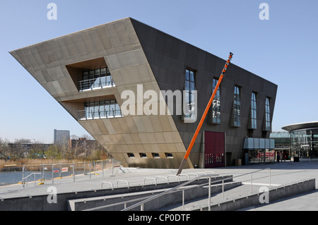 Canada Water unusual modern architecture design & shape of new purpose built public library building by Southwark Council at Surrey Quays Southwark UK Stock Photo
