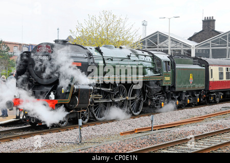 Britannia 70000 steam locomotive built in 1951 on charter run just arrived at destination Stock Photo