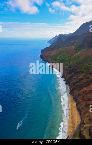 Helicopter view over Napali coastline. Kauai, Hawaii Stock Photo