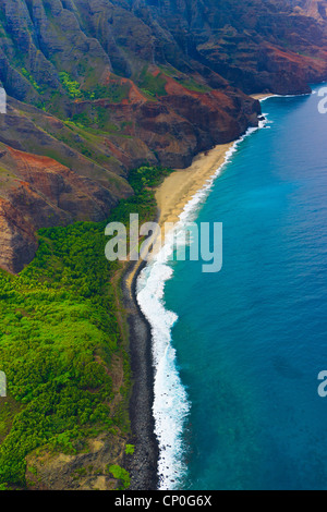 Helicopter view over Napali coastline. Kauai, Hawaii Stock Photo