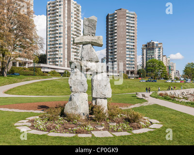 Inuksuk, English Bay, Vancouver Stock Photo