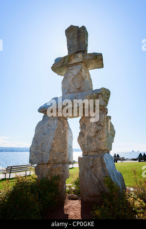 Inuksuk, English Bay, Vancouver Stock Photo