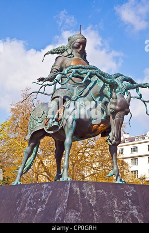 London, Marble Arch Statue of Genghis Khan by Dashi Namdakov April 2012 Stock Photo