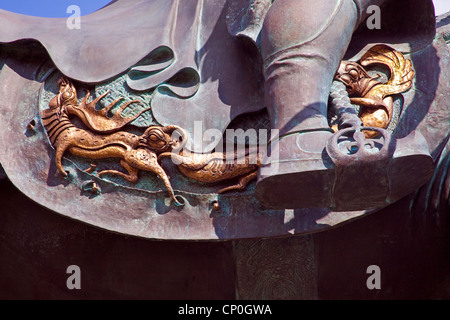 London, Marble Arch Detail of Dashi Namdakov's statue of Genghis Khan April 2012 Stock Photo
