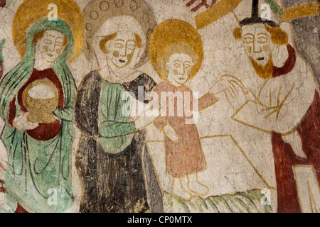 Danish late medieval religious fresco painting Stock Photo