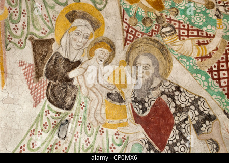 Danish late medieval religious fresco painting Stock Photo