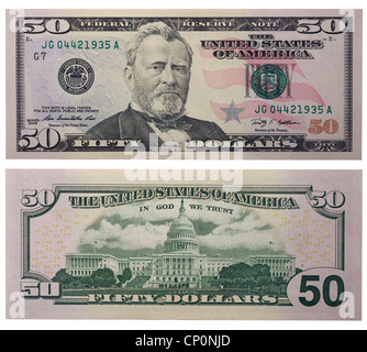50 fifty dollar bill note bill's note's dollars Stock Photo - Alamy