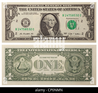 One dollar bill, back and front Stock Photo