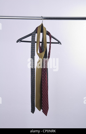 ties on the clothes hanger Stock Photo