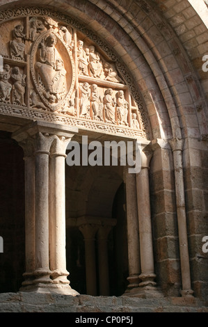 Romanesque doorway, St Pierre, Carennac Gourdon Lot Occitaine France Stock Photo