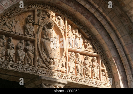 Romanesque doorway, St Pierre, Carennac Gourdon Lot Occitaine France Stock Photo